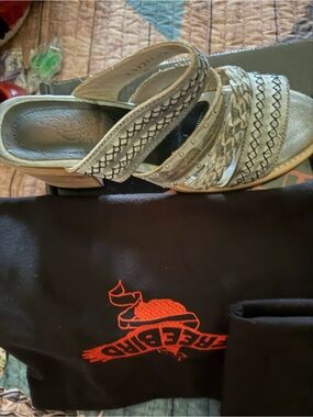 Free Bird Braided Strappy Wedge Sandals in Metallic Silver